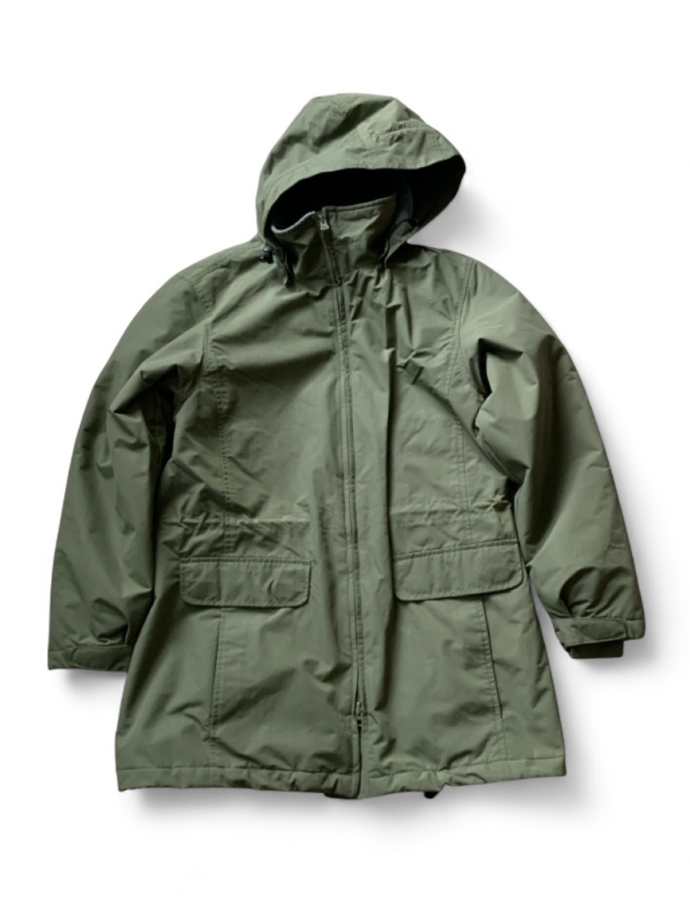 Lands' End Olive Green Hooded Lined Coat Small 6-8